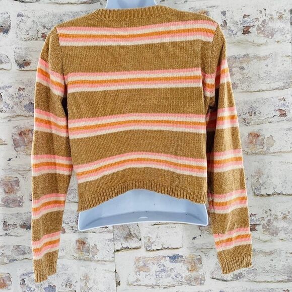 NWT ALL IN FAVOR Stripe Crop Sweater In Taupe-pink Size X Large - Picture 6 of 9
